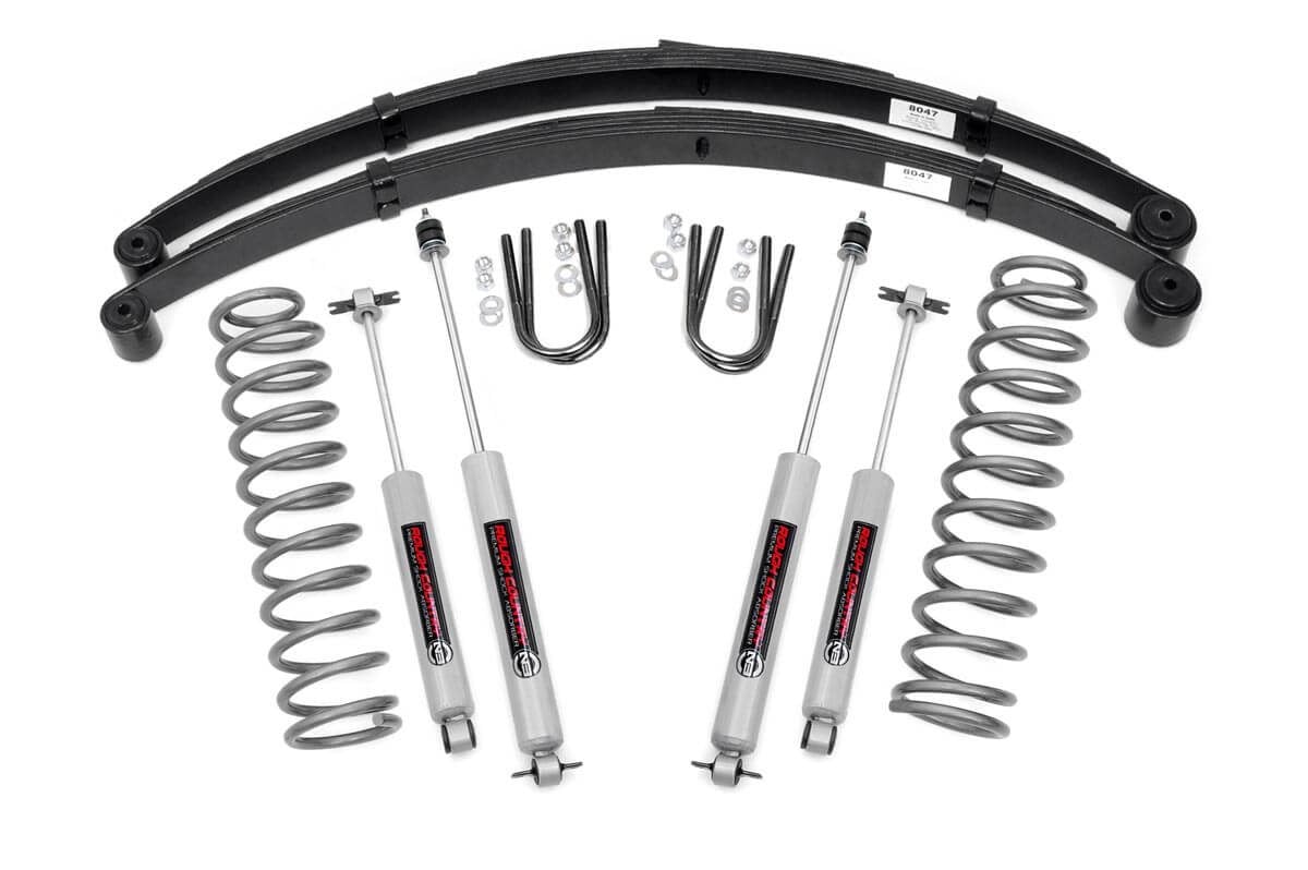 Jeep Cherokee Suspension Lift Kit - Front + Rear - Rough Country - 3 Inch Lift Kit | RR Springs | N3 Series Shocks - '84-'01